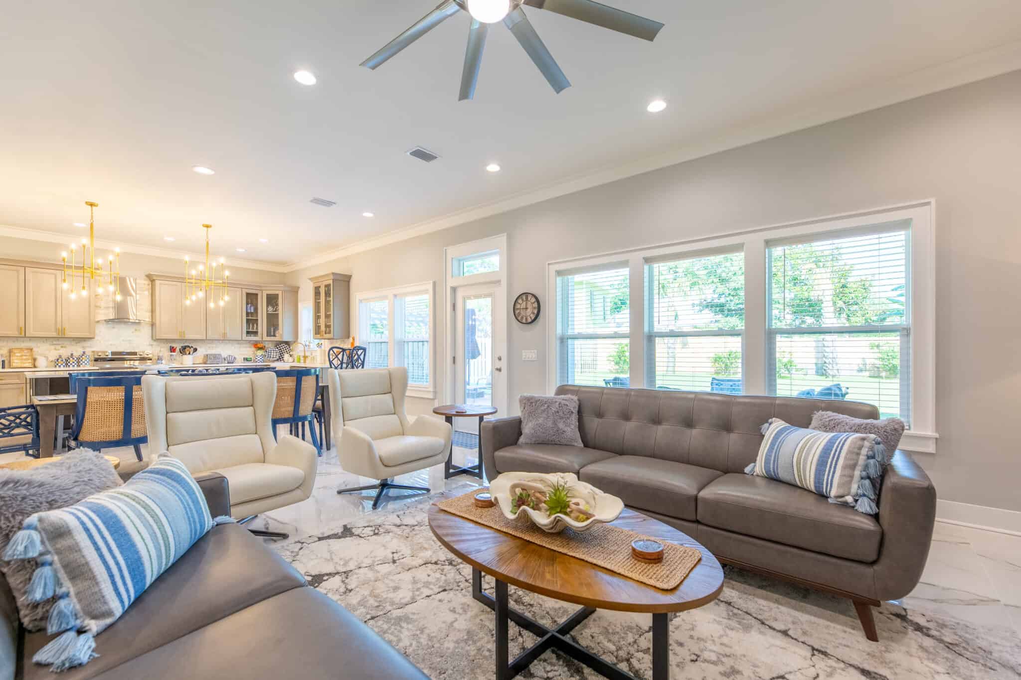 Real estate photo of a family room, showing it at its best