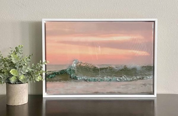 Laura Jennings Original. Mixed media on canvas, hand embellished, framed and signed coastal artwork.