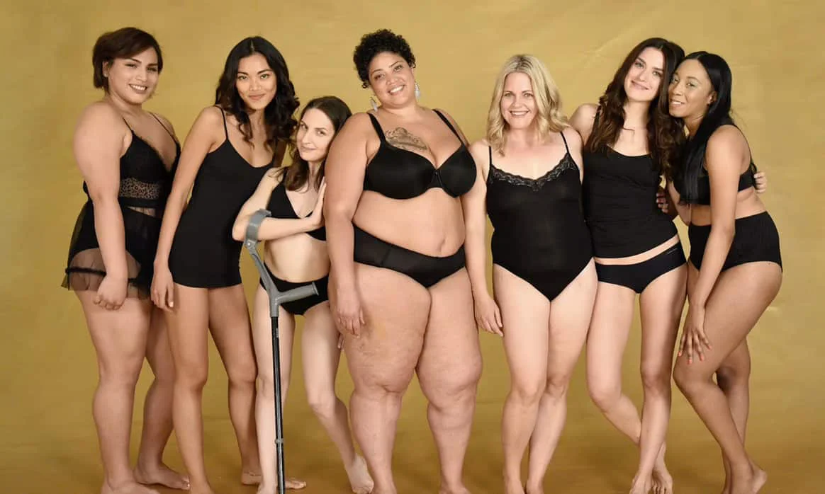 A number of female models showing body diversity