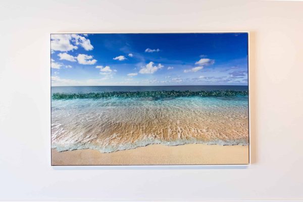 Laura Jennings Original. Mixed media on canvas, hand embellished, framed and signed coastal artwork..