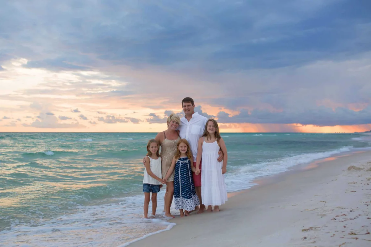 Family portrait at Panama City Beach, with a gorgeous stormy background