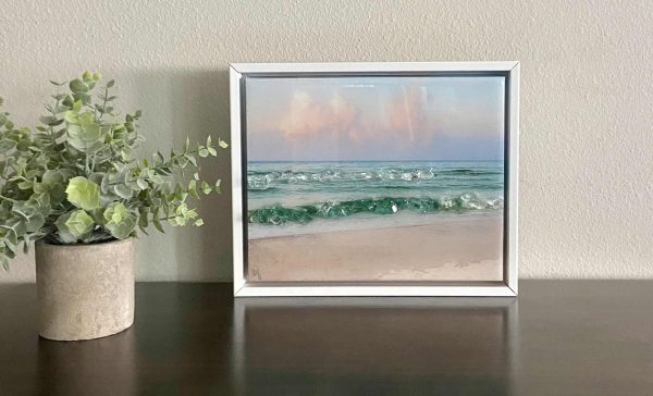 Laura Jennings Original. Mixed media on canvas, hand embellished, framed and signed coastal artwork.