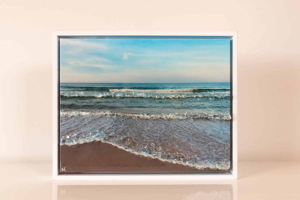 Laura Jennings Original. Mixed media on canvas, hand embellished, framed and signed coastal artwork.